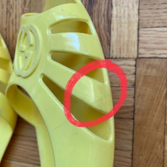 Gucci Marola Rubber Jelly Interlock GG Flat Sandals •Women 39/8.5• Yellow Italy - Picture 8 of 11